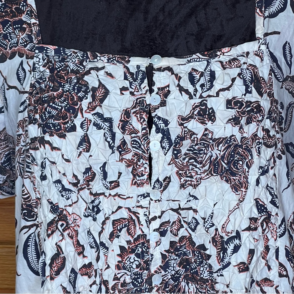 House of Harlow 1960 Ozzie Ivory Floral Print Puff Sleeve Mini Dress Size Medium - Picture 4 of 15